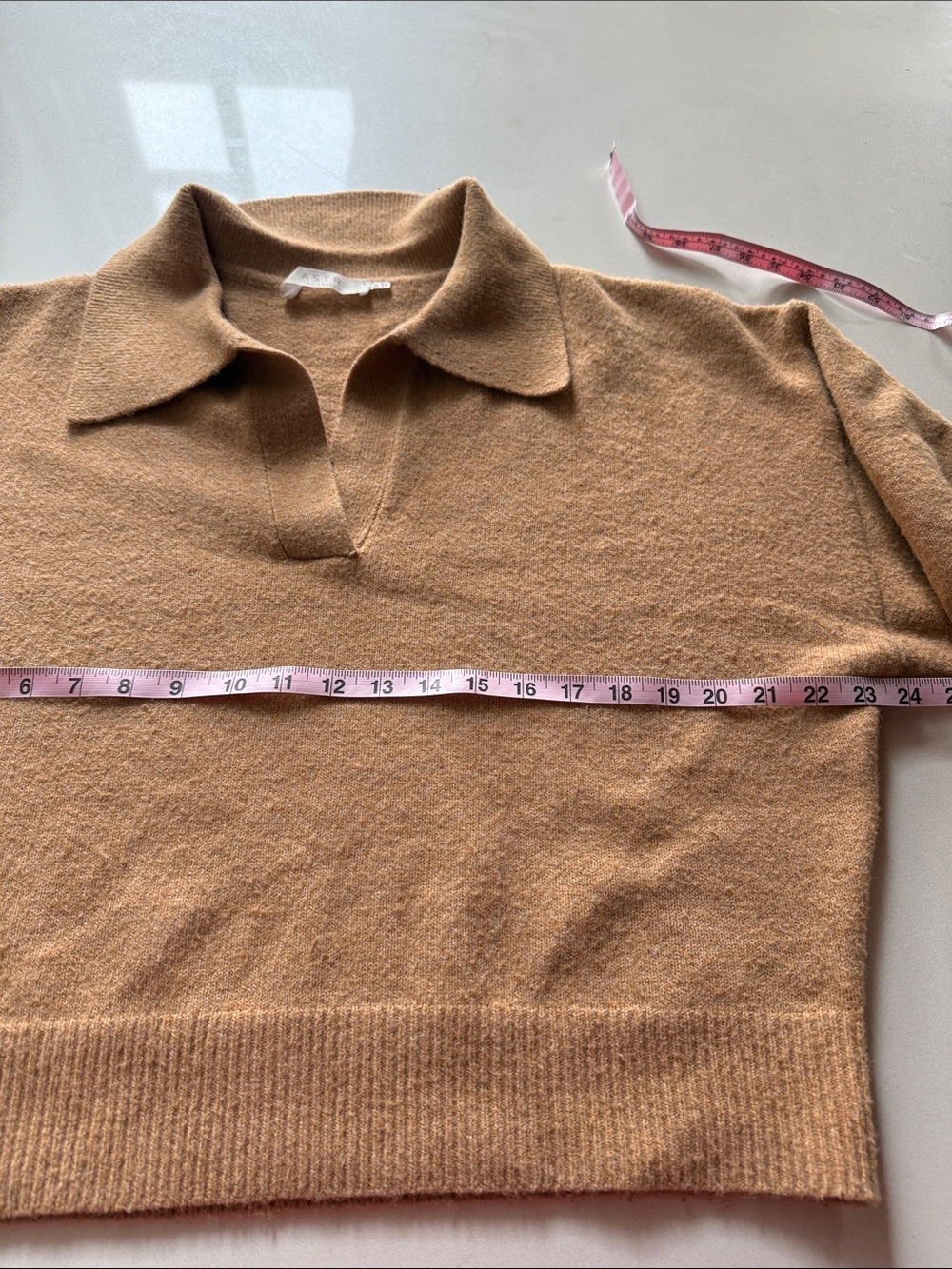 ASTR the Label Cropped Collared Polo Pullover Sweater, Camel, Size XL - Picture 6 of 7